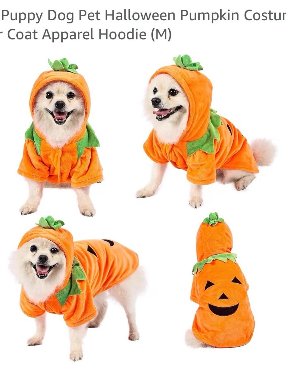 Pumpkin Dog Costume Hoodie - Orange Puppy Halloween Coat medium never opened